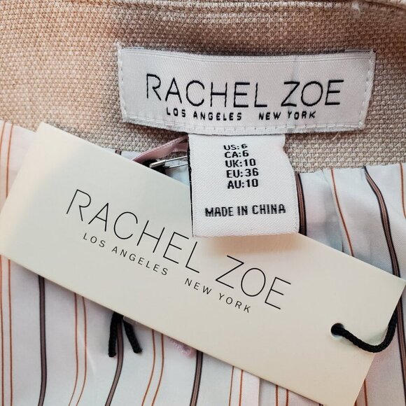 NWT RACHEL ZOE SZ 6 Basket Weave Long Vest With Gold Tone Buttons Tan Beige - Picture 7 of 9